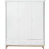 Oliver Furniture Wood klædeskab m 3 døre, hvid/eg - højde 204 cm
