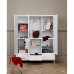 Oliver Furniture Wood klædeskab m 3 døre, hvid/eg - højde 204 cm