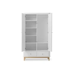 Oliver Furniture Wood klædeskab m 2 døre, hvid/eg - højde 204 cm