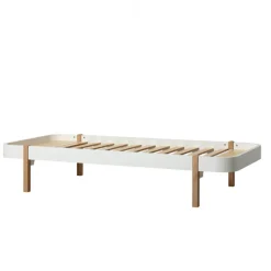 Oliver Furniture, Wood Lounger, 90 x 200 cm - White/Oak