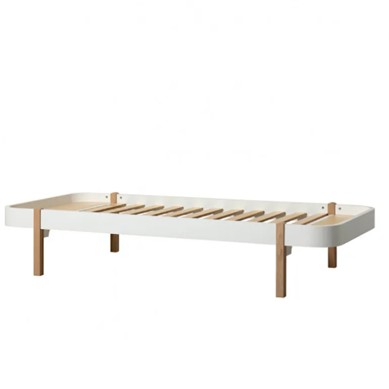 Oliver Furniture, Wood Lounger, 90 x 200 cm - White/Oak