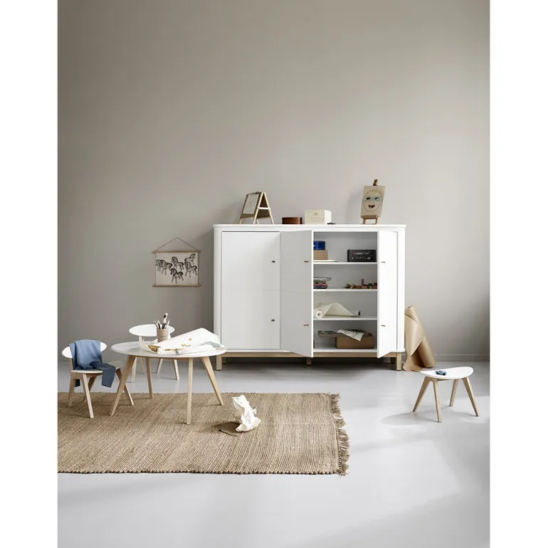 Oliver Furniture Wood multiskab m. 3 døre, hvid/eg