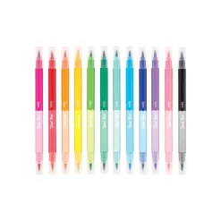 Ooly Brush Markers, Set of 12, Double-Sided - Dual Tone