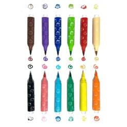 Ooly Brush Markers with Stamps, Set of 6 - Radiserne