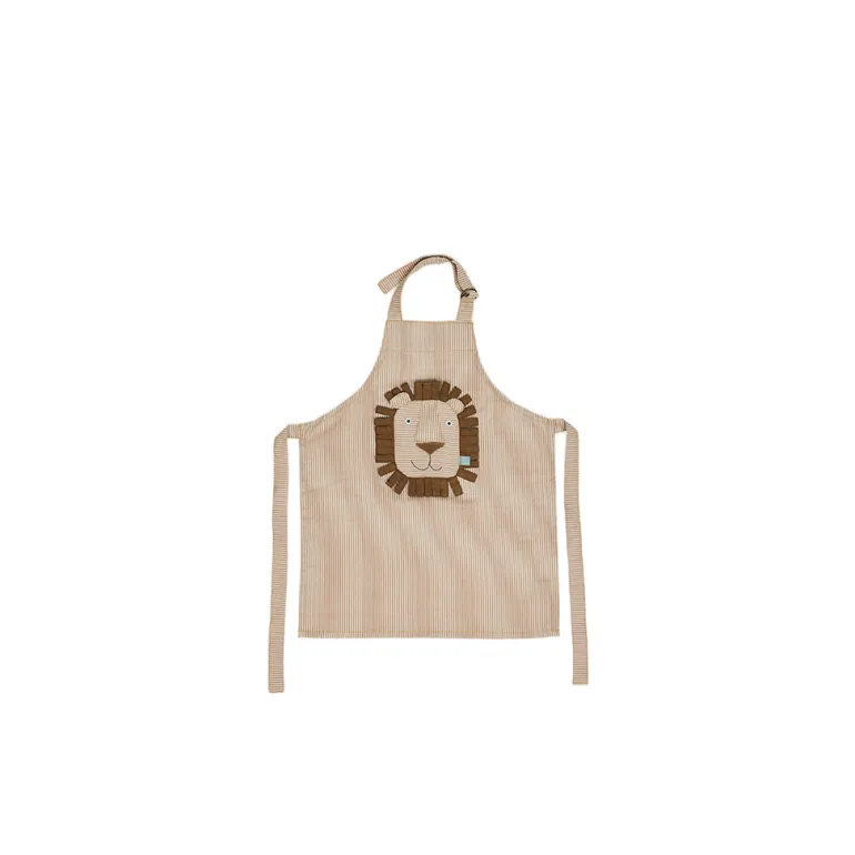 OYOY Children's Apron, Striped Denim Lion