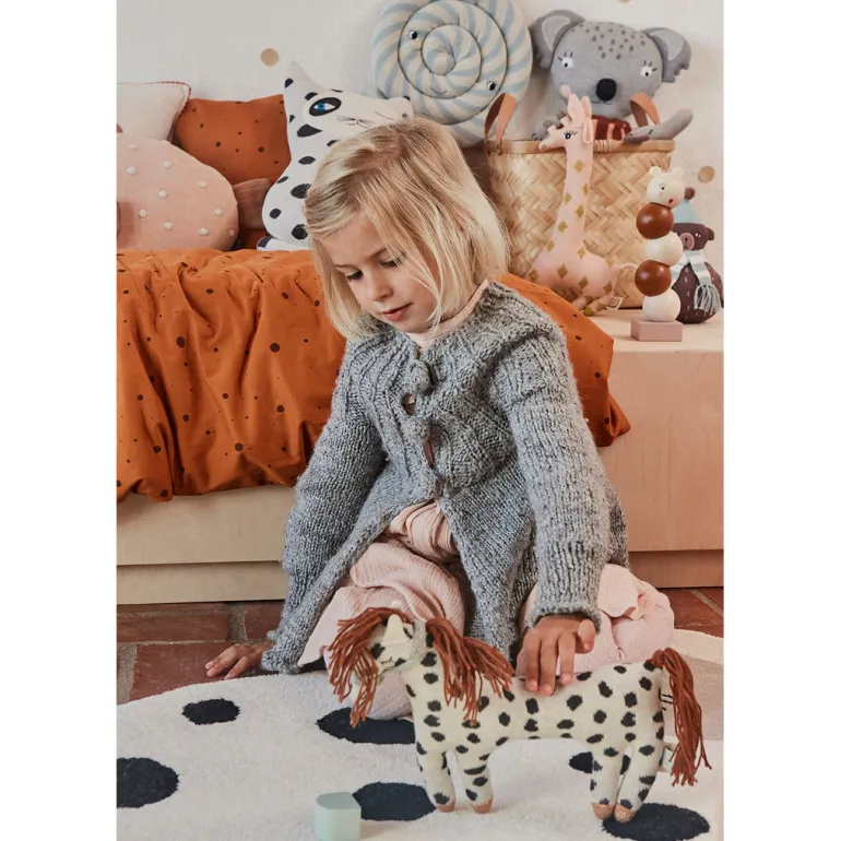 OYOY Stuffed Animal, Little Pelle Pony - Off-White / Black