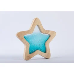 Petit Boum sensory toy, wooden star with liquid and glitter – Blue Orionis