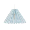 Pink Rose Ceiling Lamp with Folded Paper Shade - 32 cm - White with Light Blue Stripes