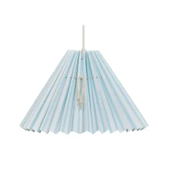 Pink Rose Ceiling Lamp with Folded Paper Shade - 32 cm - White with Light Blue Stripes