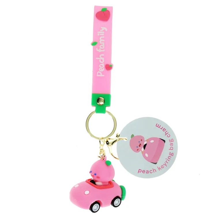 Rex London Keychain with Charm, Peach