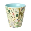 Rice Melamine Children's Cup, Medium – Fun Fair Print, Mint