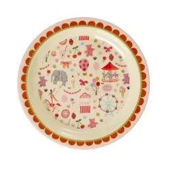 Rice Melamine Lunch Plate, Fun Fair Print - Pink