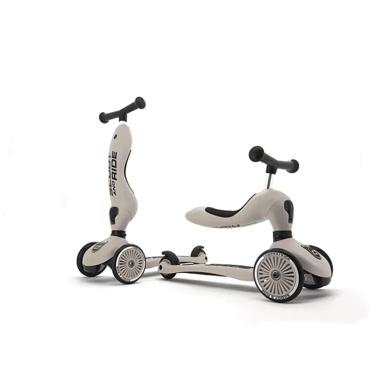 Scoot and Ride, Highway Kick 1, Push & Go Scooter with Push Bar - Ash