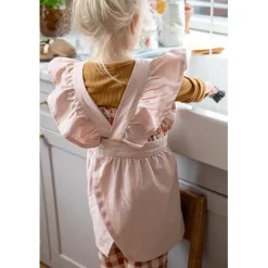 Sebra Children's Apron Set with Chef's Hat, Dusty Pink/Classic White