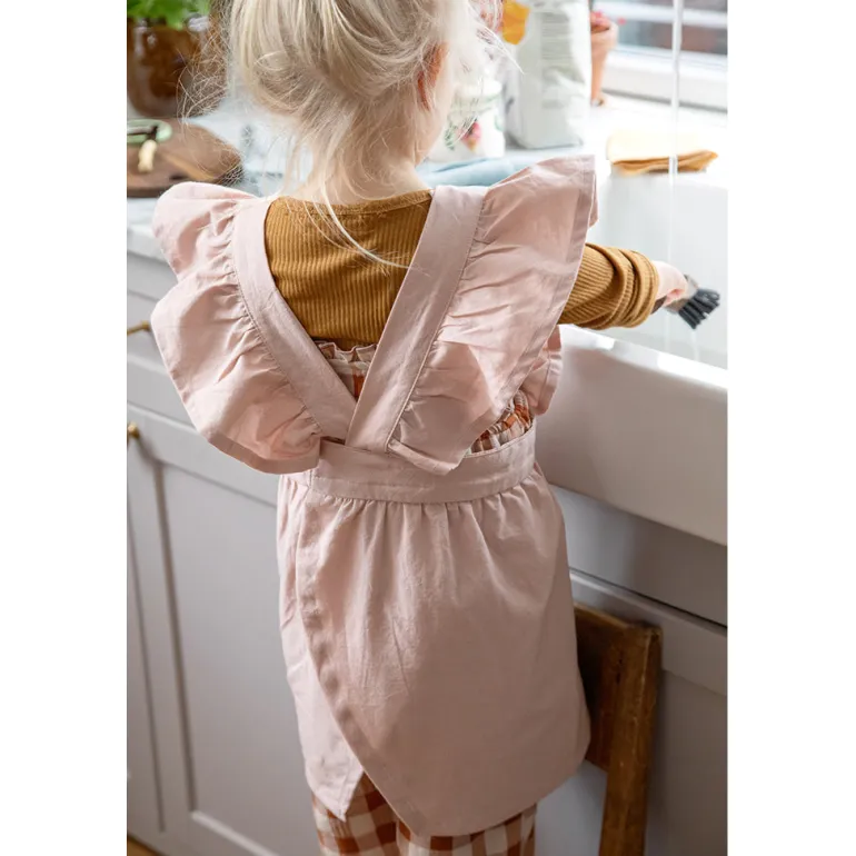 Sebra Children's Apron Set with Chef's Hat, Dusty Pink/Classic White