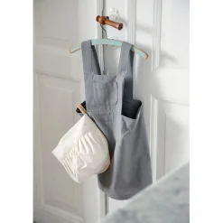 Sebra Children's Apron Set with Chef's Hat, Elephant Grey/Classic White