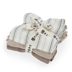 Sebra Muslin Cloths, Set of 3 - Cream Stripe, Beige