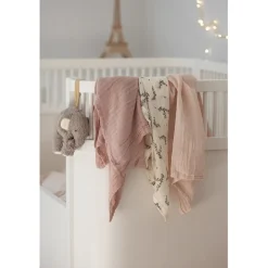 Sebra Muslin Cloths, Set of 3 - Powder Blossom, Rose