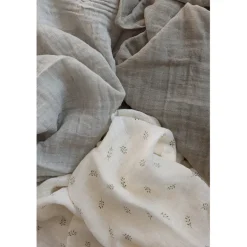 Sebra Muslin Cloths, Set of 3 – Sophora Leaves, Mist Green