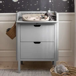 Sebra puslebord i træ, 2-i-1 design m. skuffer - Stone