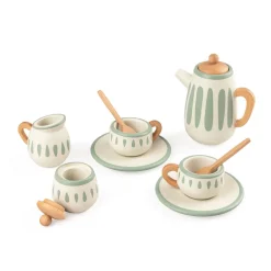 Sebra Wooden Tea Set in Classic White/Sage