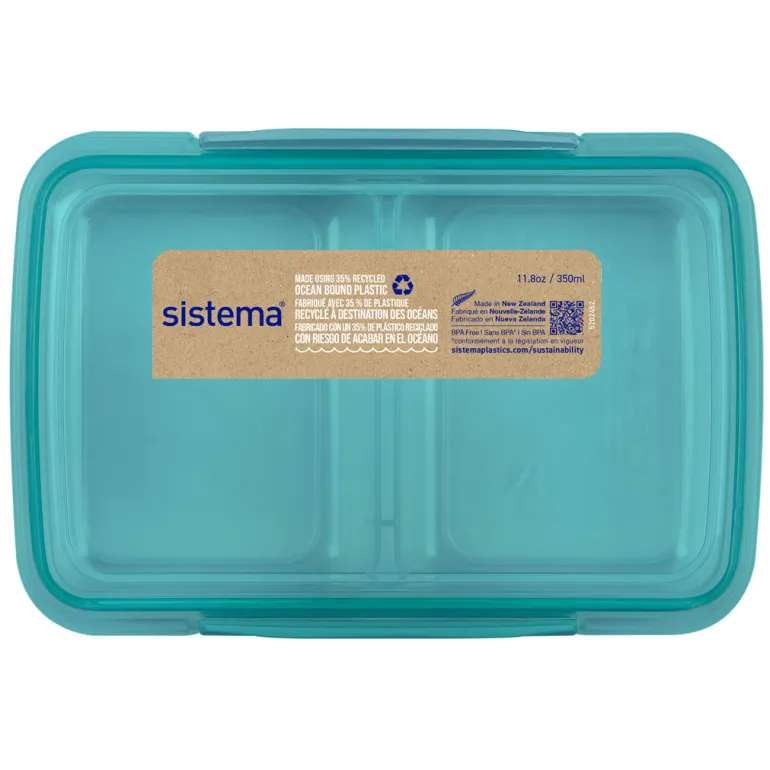 Sistema Small Split To Go Lunchbox with Two Compartments, Teal Stone