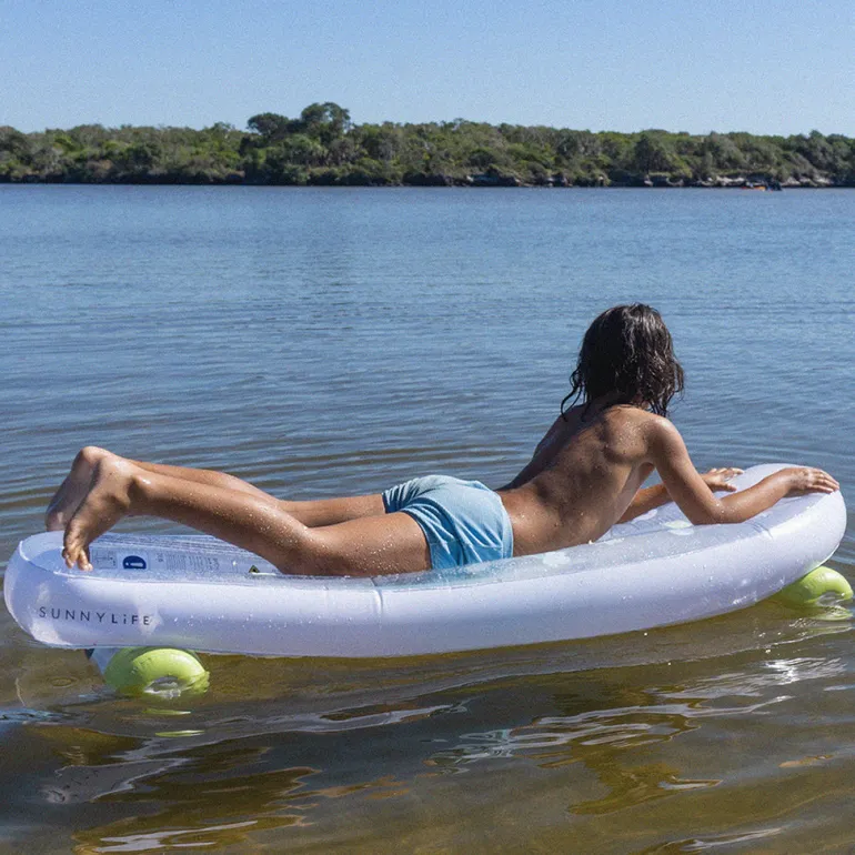 Sunnylife Inflatable Mattress, Skateboard - Blue/Lime - Ages 6 and Up