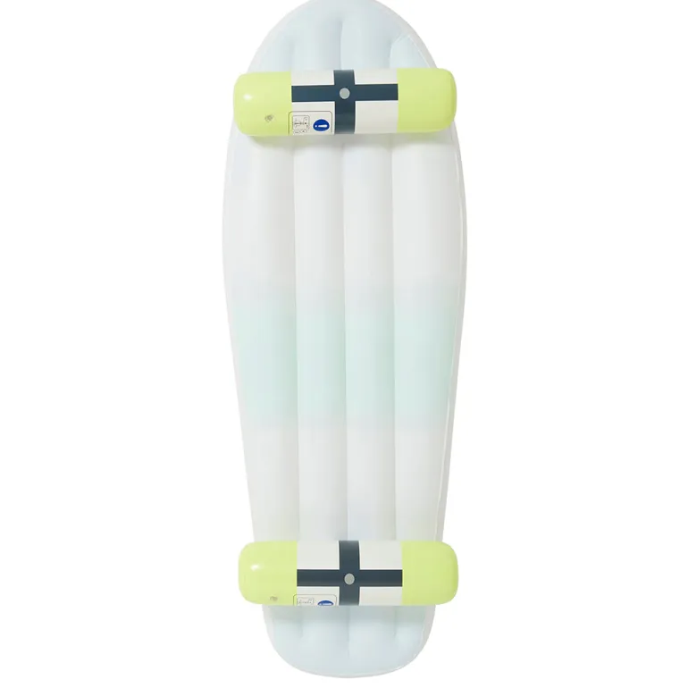 Sunnylife Inflatable Mattress, Skateboard - Blue/Lime - Ages 6 and Up