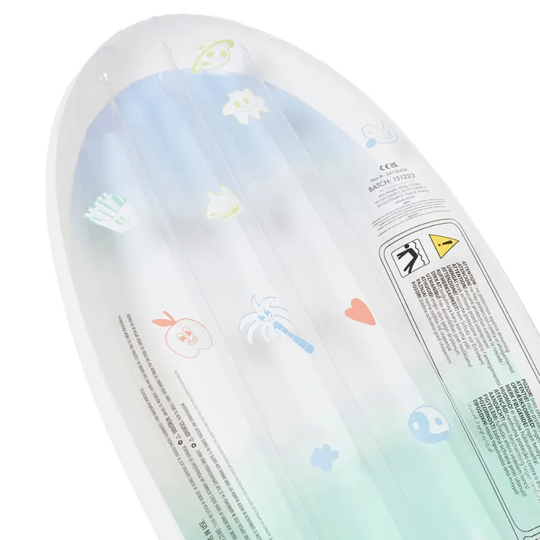 Sunnylife Inflatable Mattress, Skateboard - Blue/Lime - Ages 6 and Up