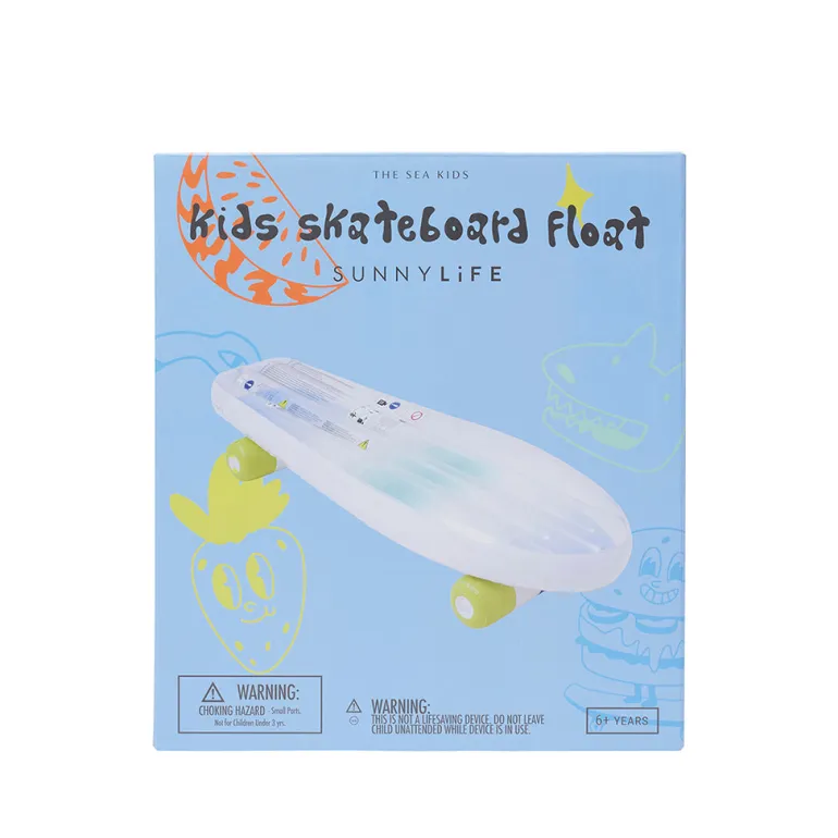 Sunnylife Inflatable Mattress, Skateboard - Blue/Lime - Ages 6 and Up