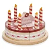 Tender Leaf, Wooden Play Food, Chocolate Celebration Cake with Candles