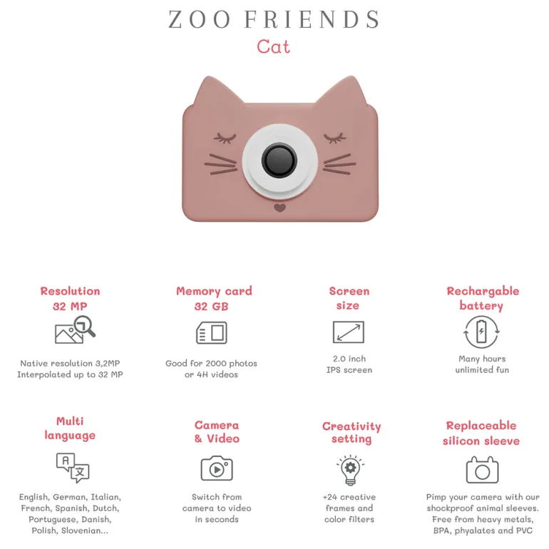 The ZooFamily, Zoo Friends Children's Camera, Ages 3-7 – Cat