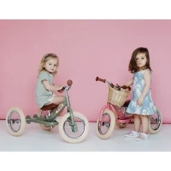 Trybike Three-Wheel Balance Bike, Vintage Pink with Retro Styling