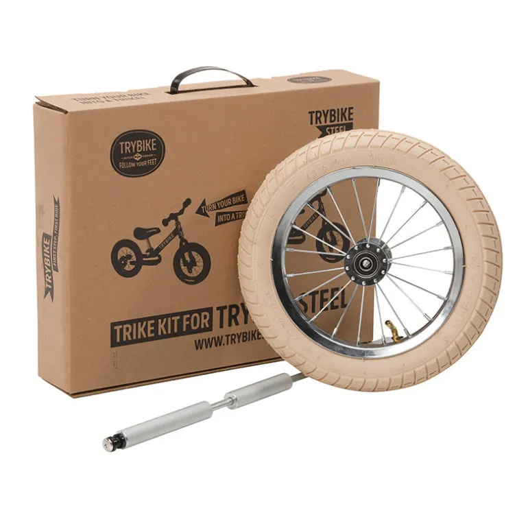 Trybike Three-Wheeled Balance Bike, Vintage Cream with Retro Styling