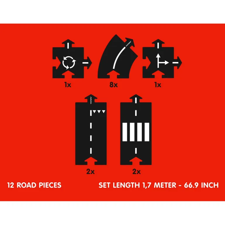 Waytoplay Rubber Road Track, 12 Pieces - Ringroad