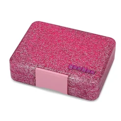 Yumbox Snack Lunchbox with 3 Compartments – Sparkle Pink Glitter/Pink Clear